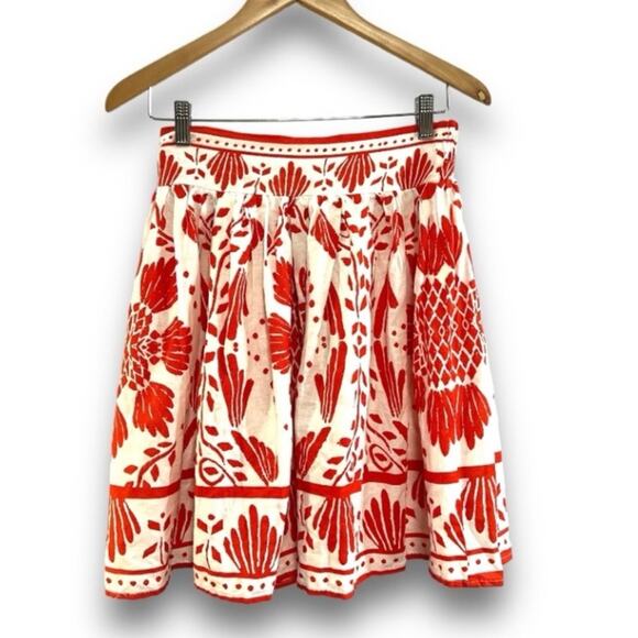 HAUTE HIPPIE STYLE Orange and Ivory Tribal Print Full Miniskirt SZ S NWT - Picture 7 of 16